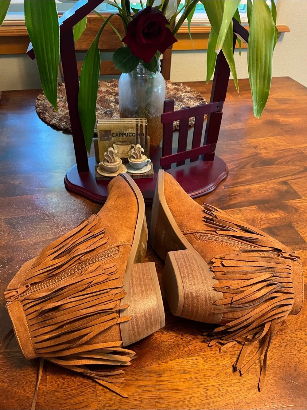 J ADAMS Marrow Fringe Ankle Boot Women’s 8 Tan